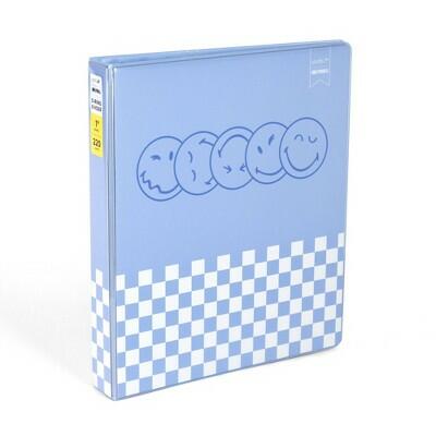 Yoobi SmileyWorld 1" 3 Ring Binder Blue Smiley Checker Hard Cover