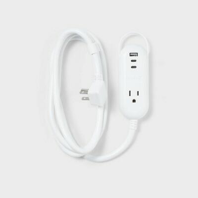 heyday™ 6ft Indoor Extension Cord 1 Outlet USB USB-C Flat Plug White