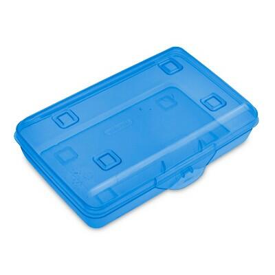 Sterilite Flat Top Pencil Box Turquoise Blue Tint Plastic Storage
