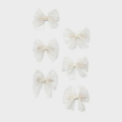Wild Fable Sheer Hair Bow Clip Set 6pc Ivory White