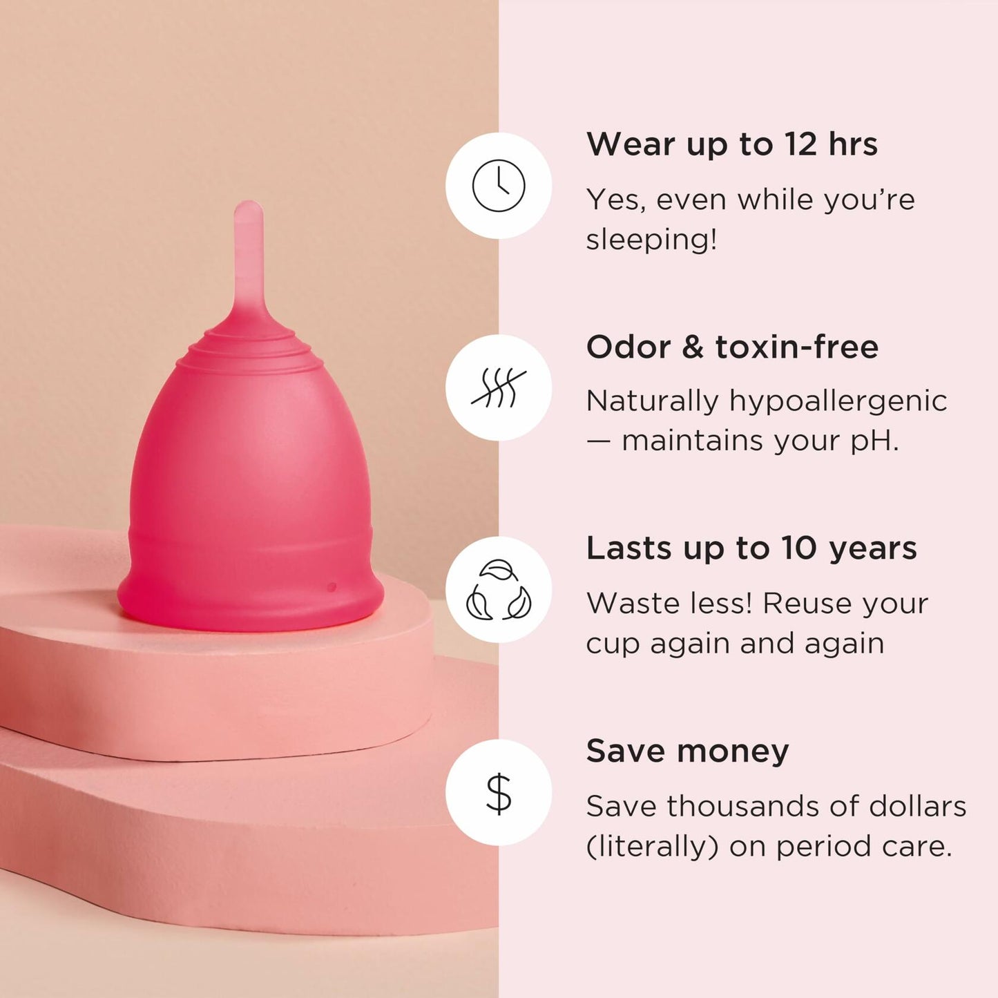 Saalt Menstrual Cup Himalayan Pink Soft Flexible Silicone Size Small
