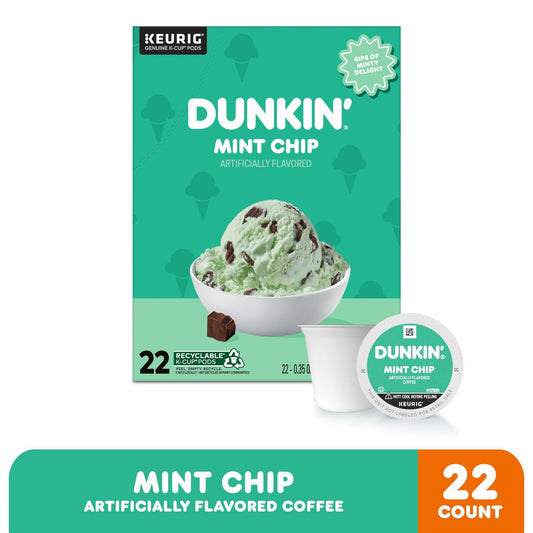 BestBy01/26 Dunkin’ Mint Chip Coffee K-Cup Pods 22 Count Dark Roast
