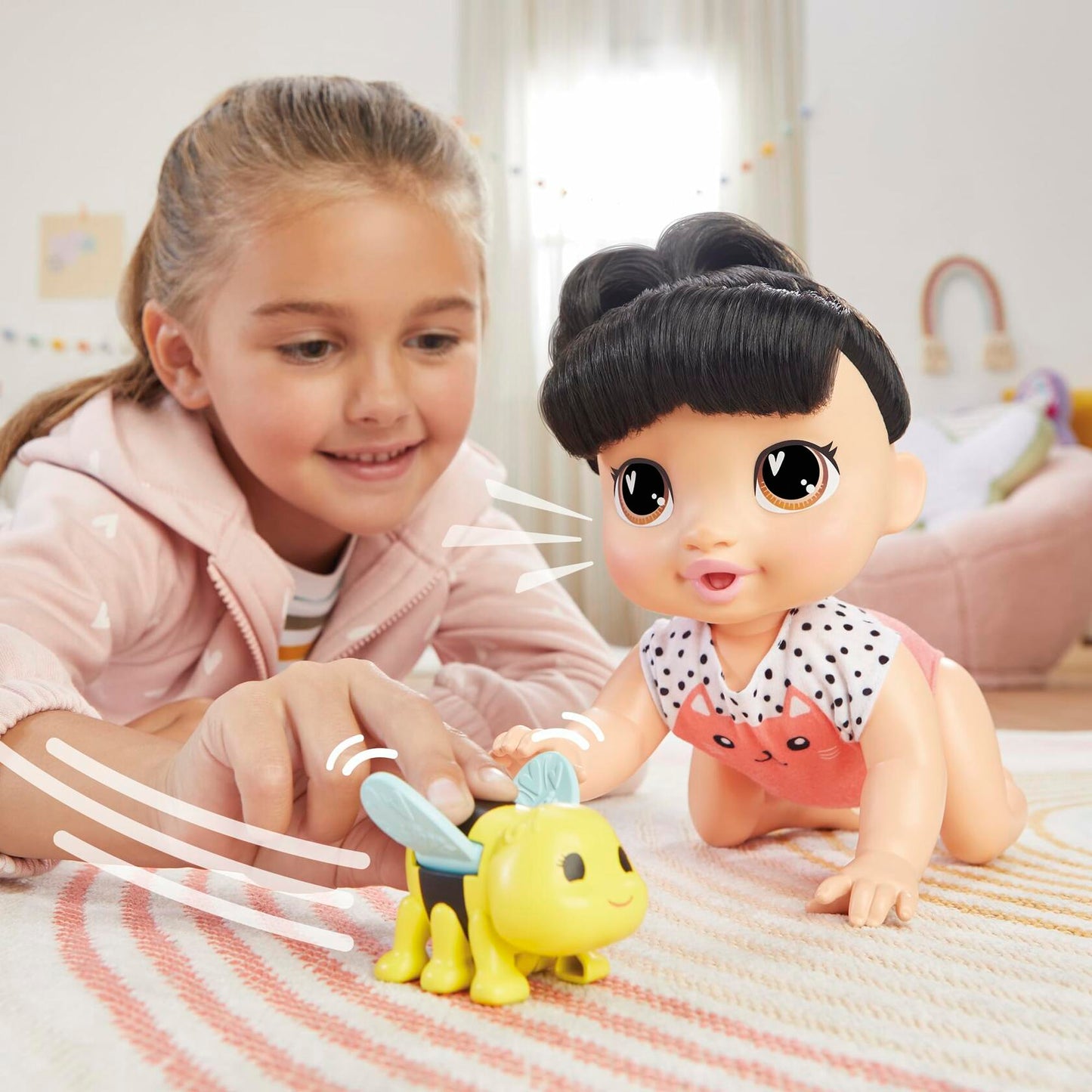 Baby Alive Crawl 'n Play Katie Kat Doll Black Hair 10.75in Electronic Toy