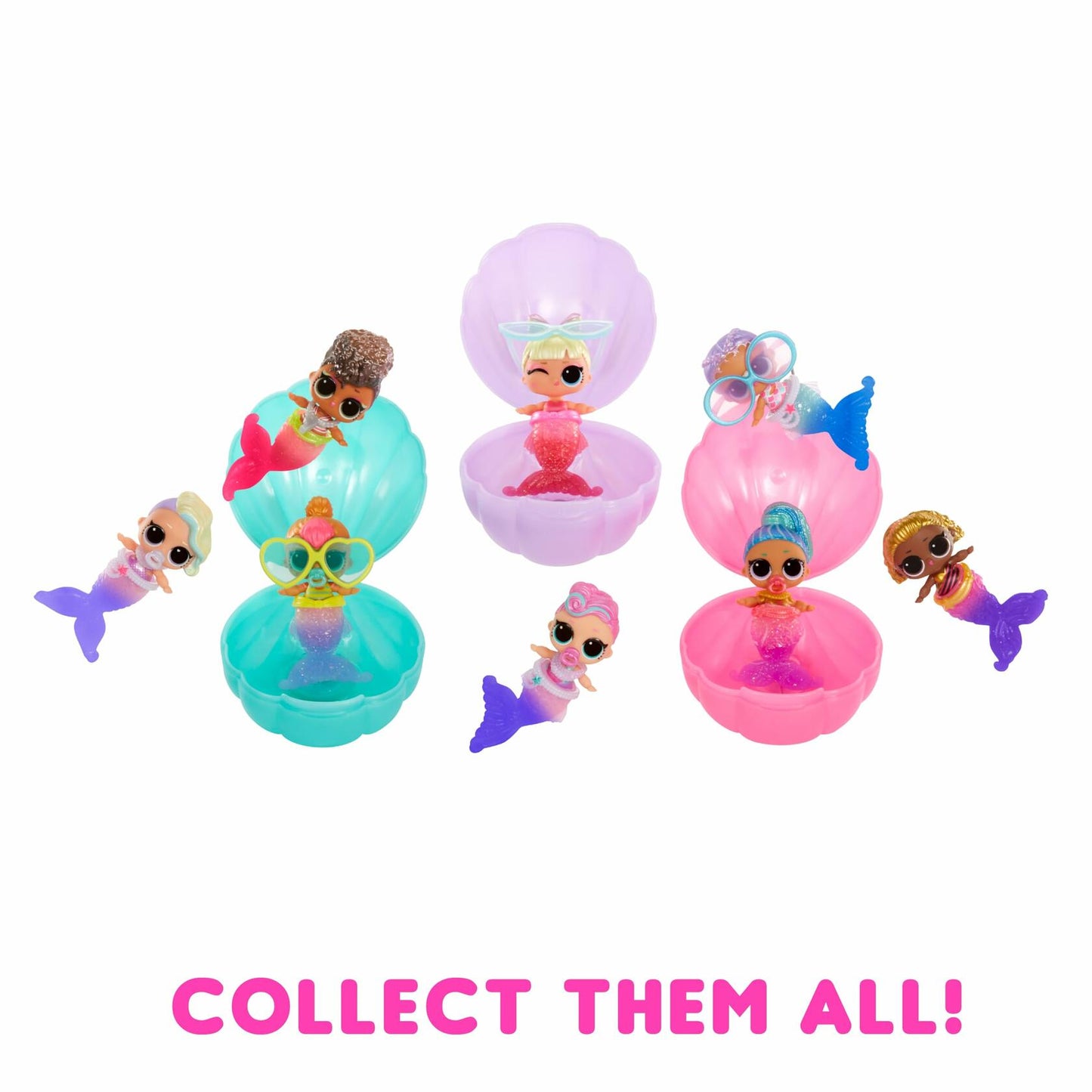 LOL Surprise Mermaids Baby Sisters Color Change Tail 8 Dolls Set