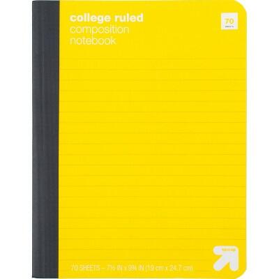 up&up™ College Ruled Composition Notebook Yellow 7.5x9.75 70 Pages