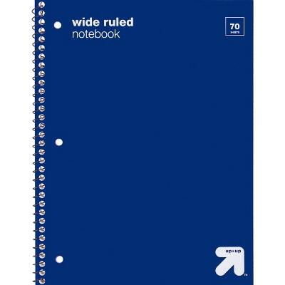 up&up™ Wide Ruled 1 Subject Spiral Notebook Blue 70 Pages 3 Hole Punched