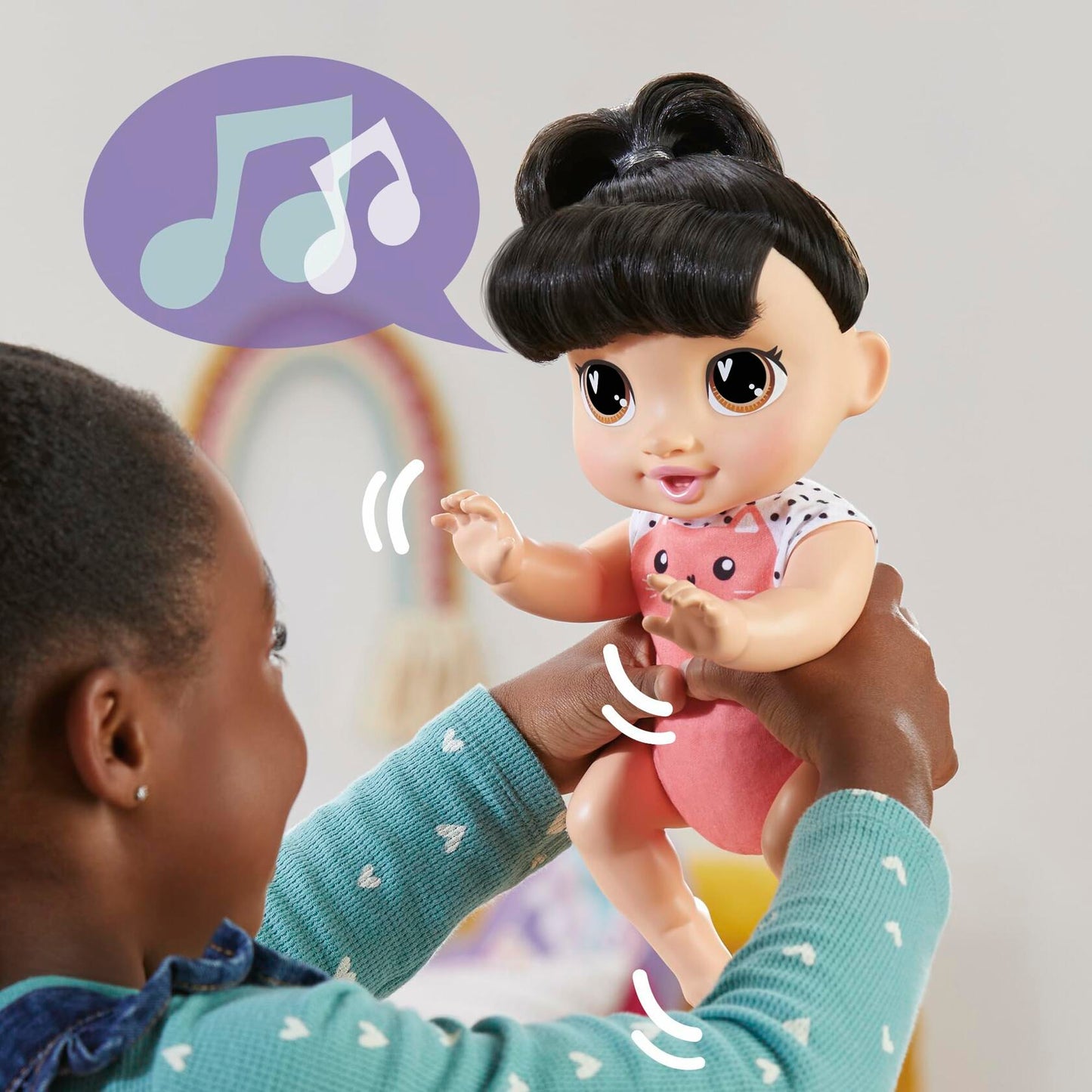 Baby Alive Crawl 'n Play Katie Kat Doll Black Hair 10.75in Electronic Toy