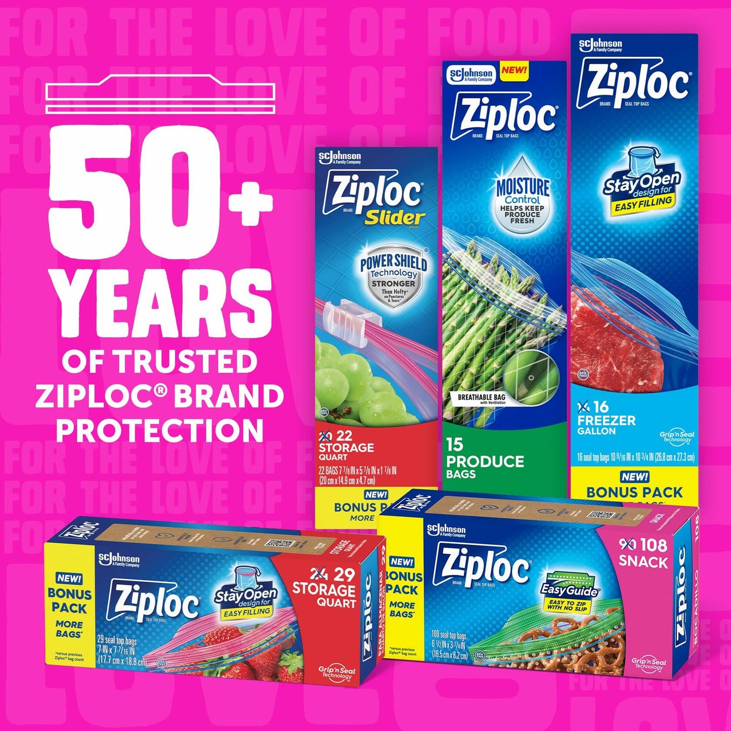 Ziploc Gallon Food Storage Bags Stay Open Stand-Up Bottom 42 Count