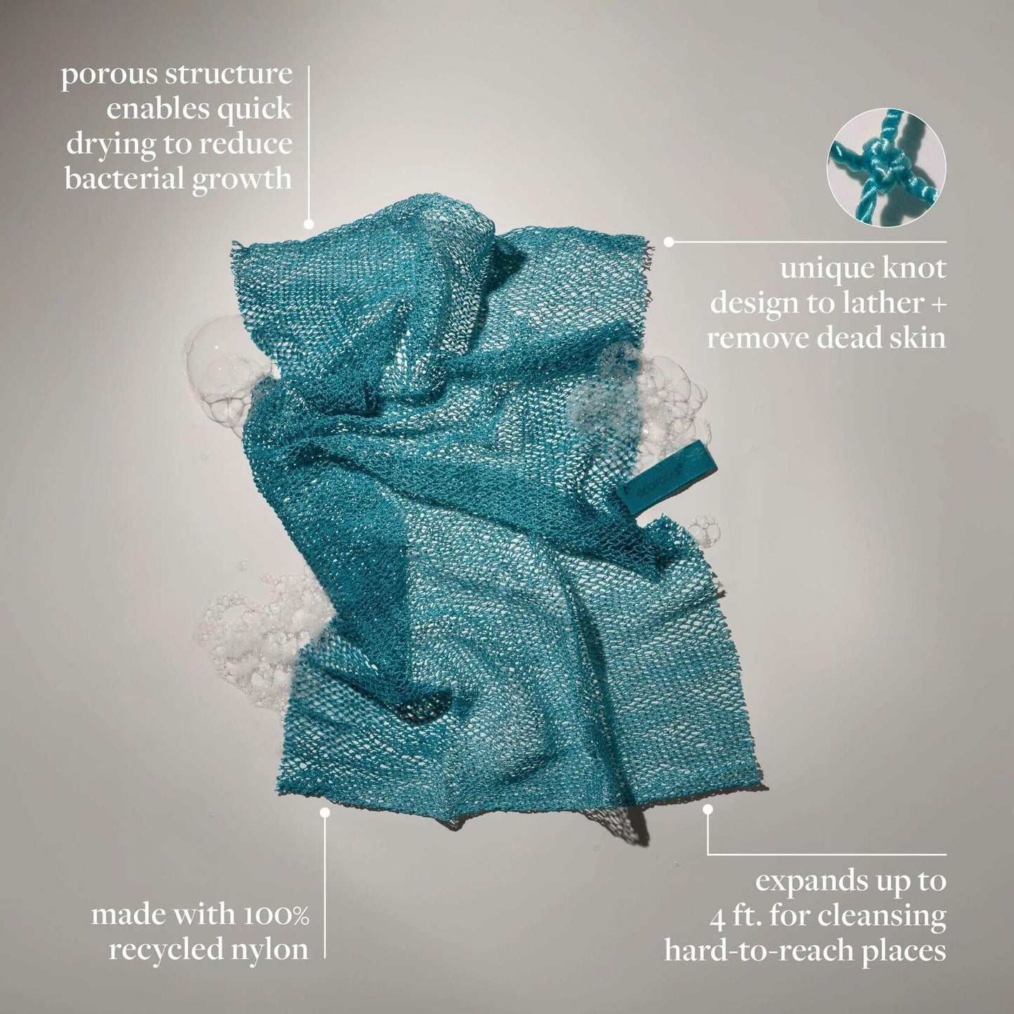 EcoTools Exfoliating Bath Net Blue Flexible Reusable Body Scrubber 1 Count