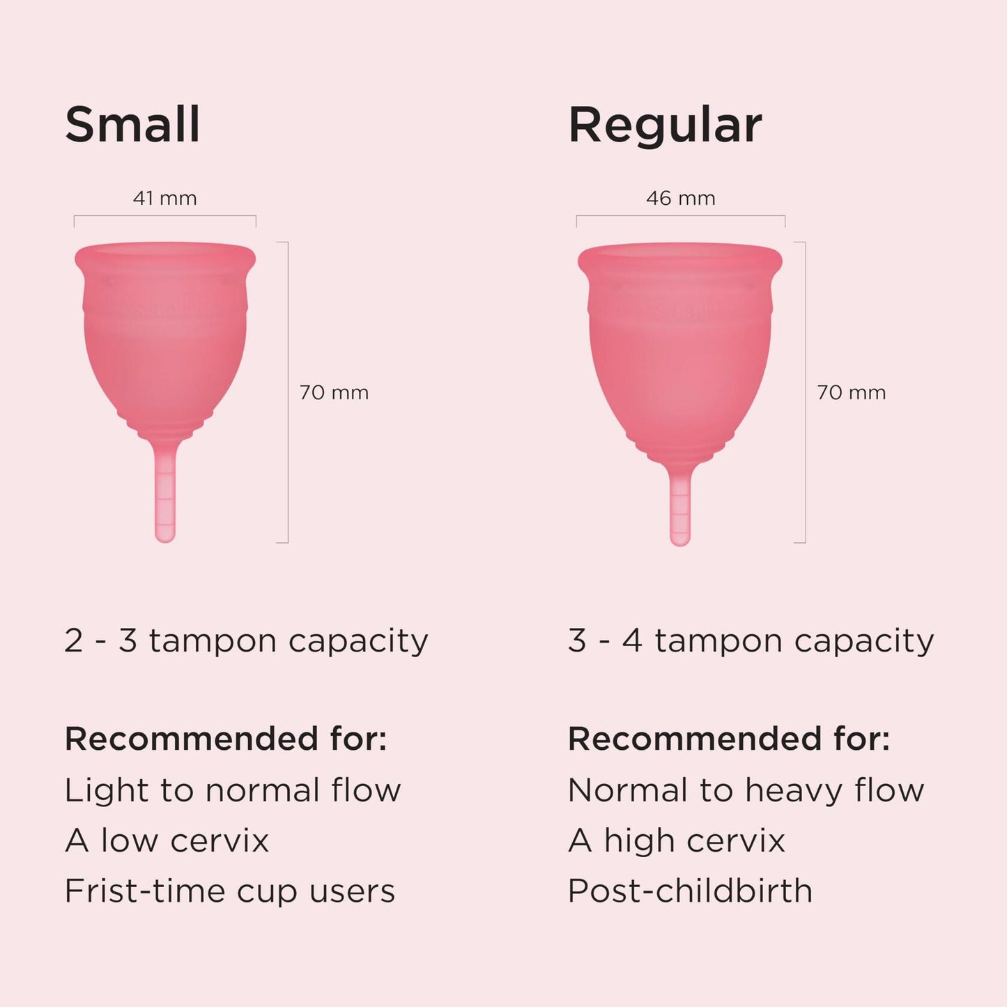Saalt Menstrual Cup Himalayan Pink Soft Flexible Silicone Size Small