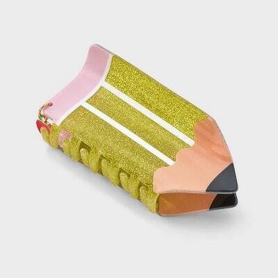 Teacher Pencil Claw Hair Clip Yellow Acrylic Metal Hair Accessory