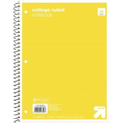 up&up™ Spiral Notebook 1 Subject College Ruled 70 Pages 7.5x10.5 Yellow