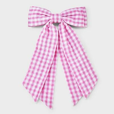 Art class™ Girls' Gingham Bow Barrette Hair Clip Pink