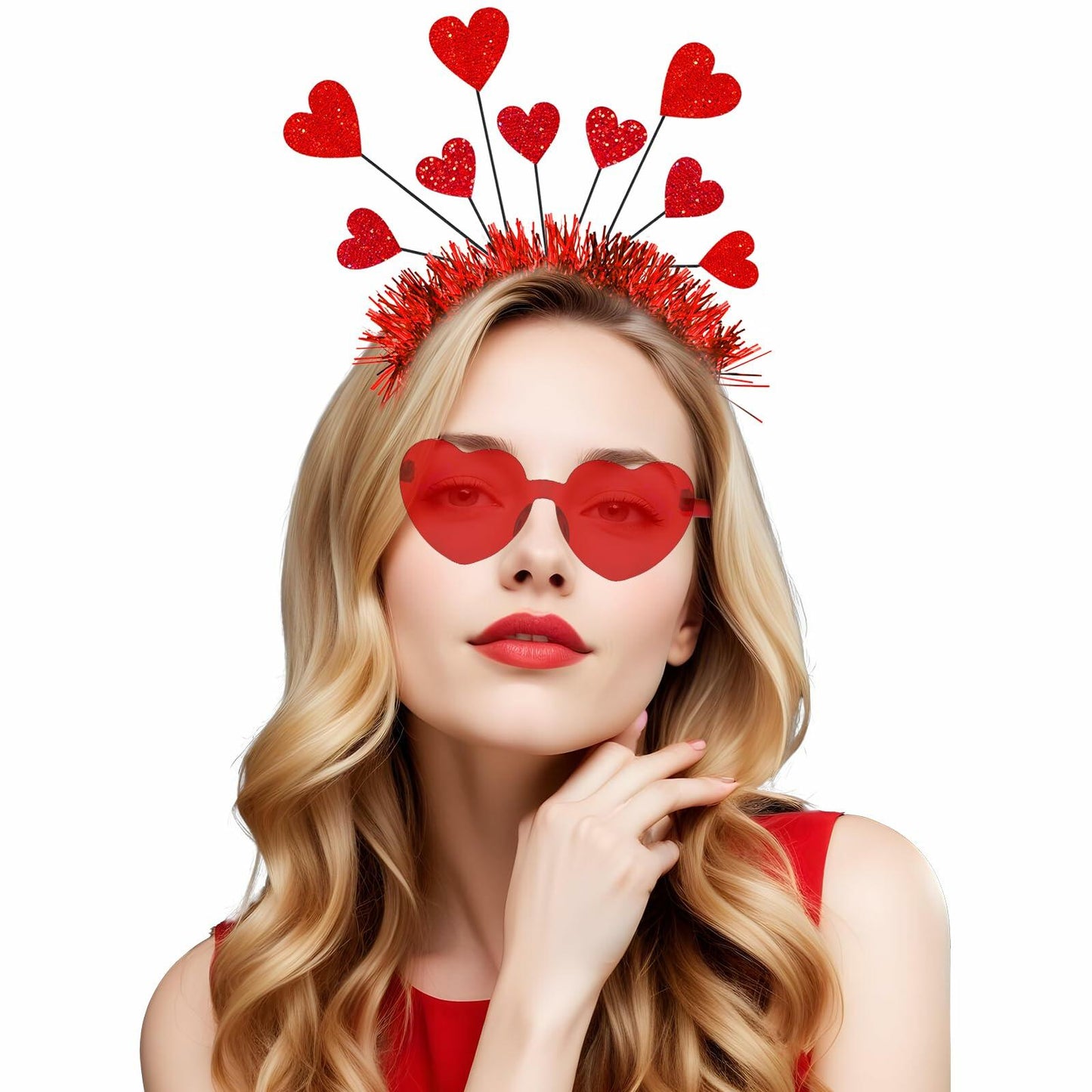BleSky Valentines Tutu Costume Women Pink Tutu Red Heart Headband