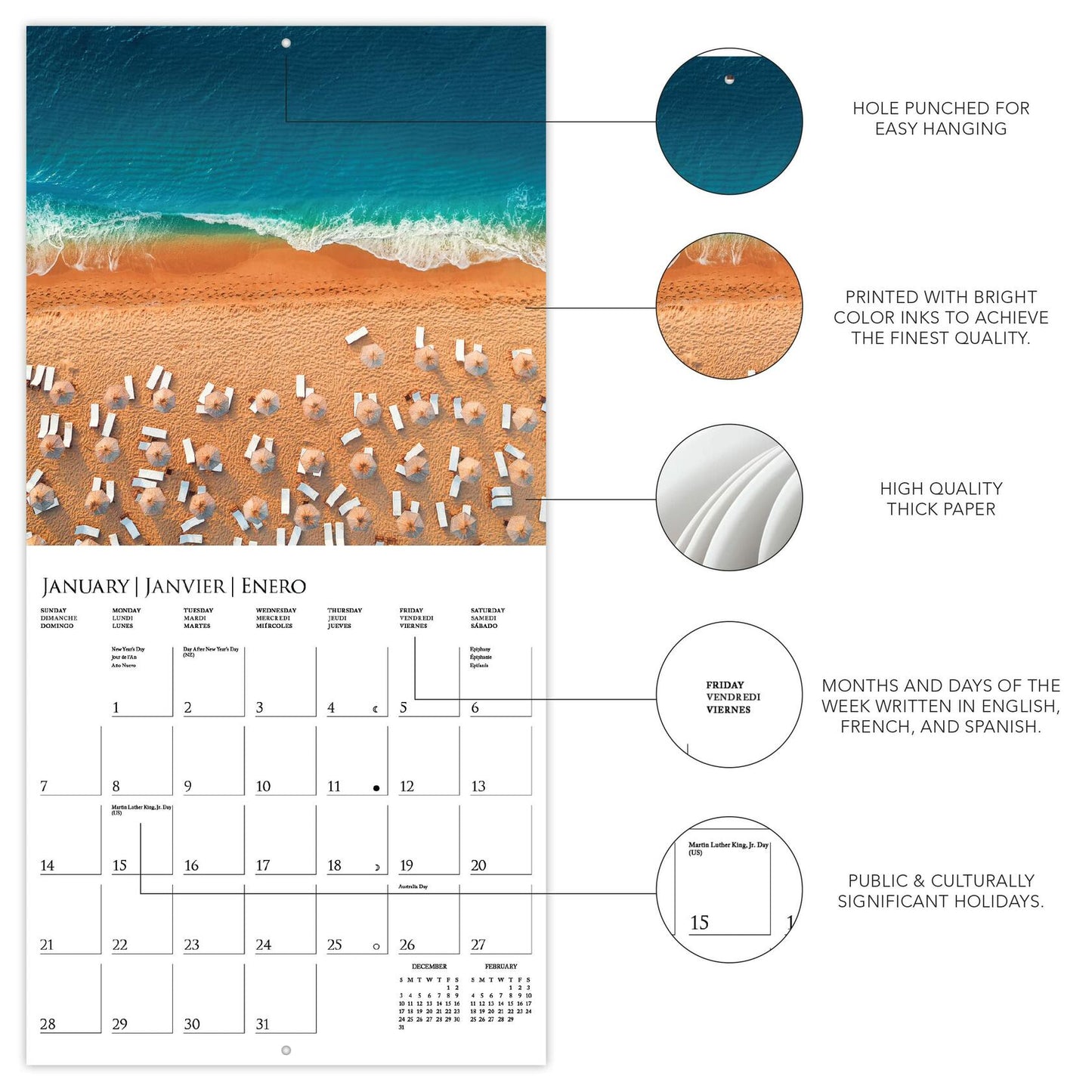Graphique 2024 Life From Above Wall Calendar 12x12 Thick Paper Large Grid