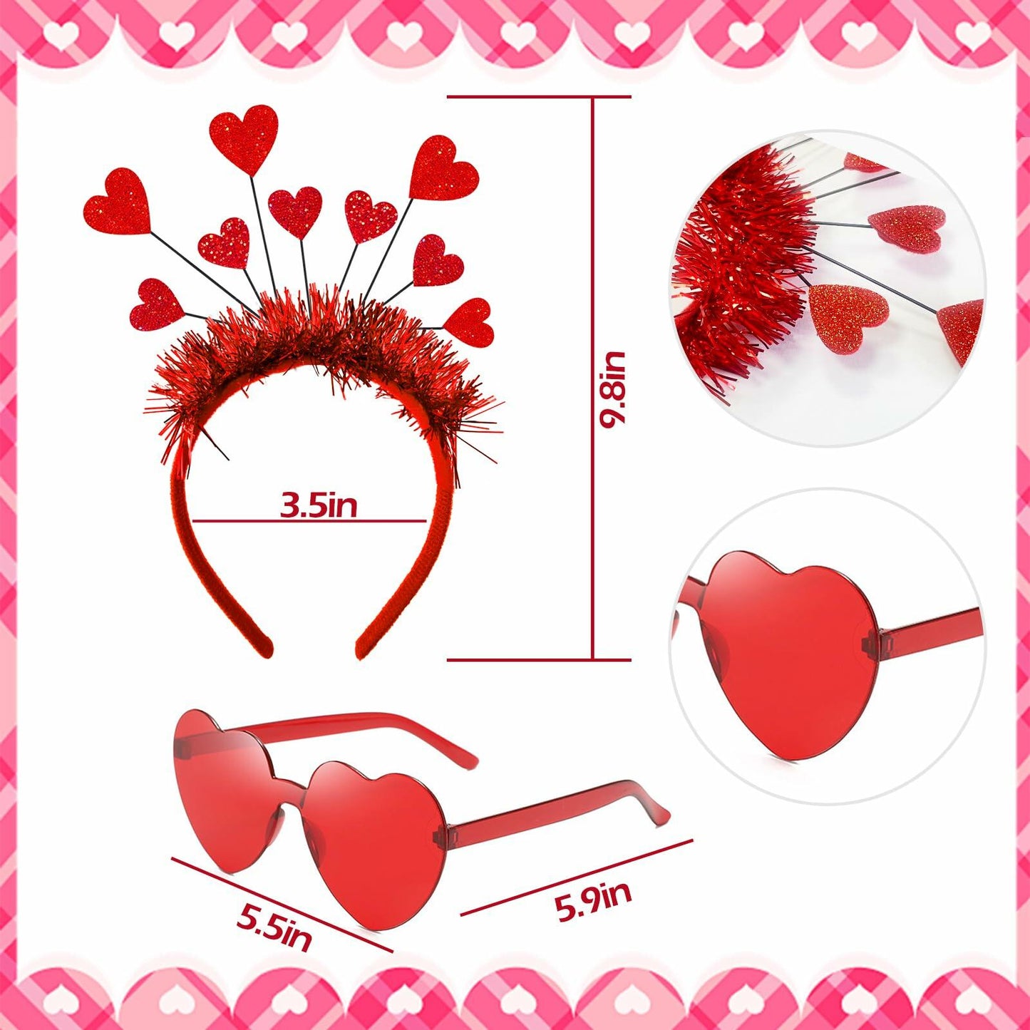BleSky Valentines Tutu Costume Women Pink Tutu Red Heart Headband
