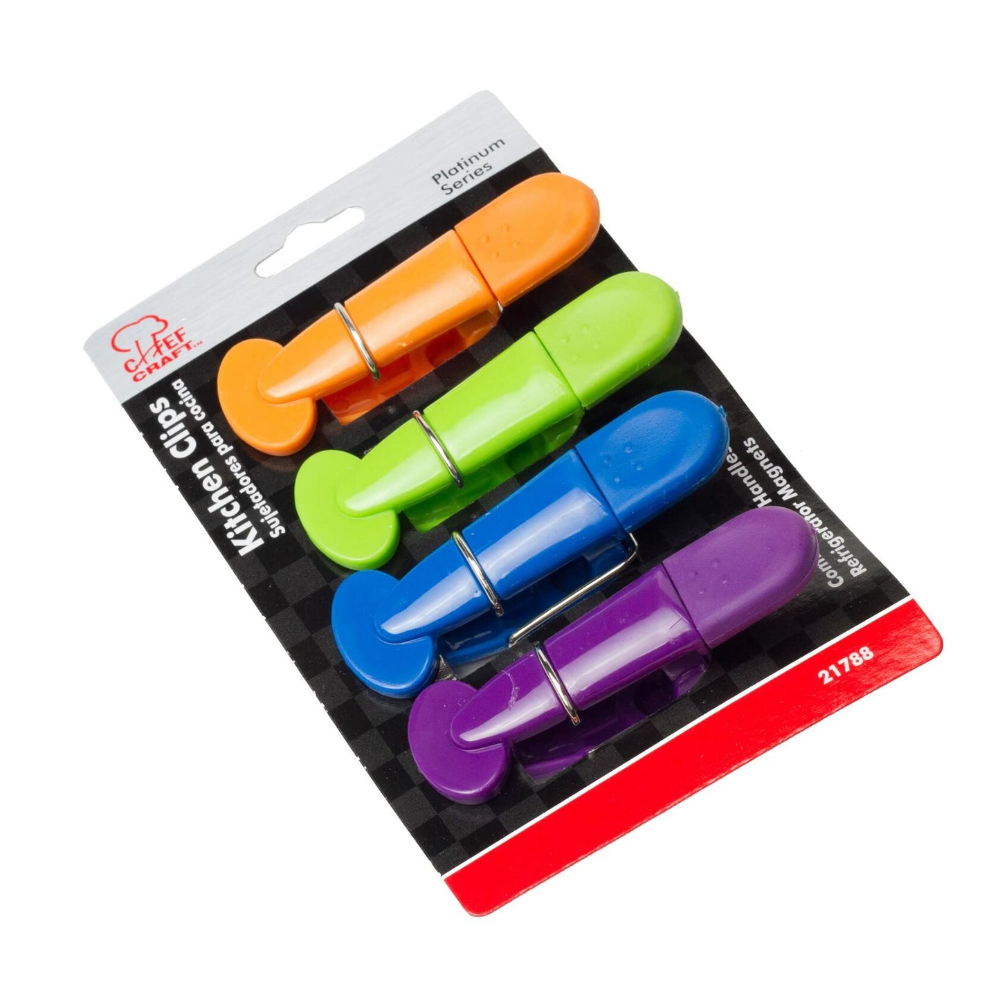 Chef Craft Select Plastic Magnetic Memo Clip 7in 4pc Purple/Orange/Green/Blue