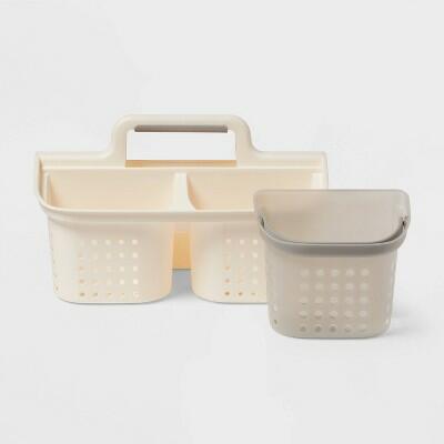 Room Essentials 2-in-1 Shower Caddy for Dorm Beige Polypropylene