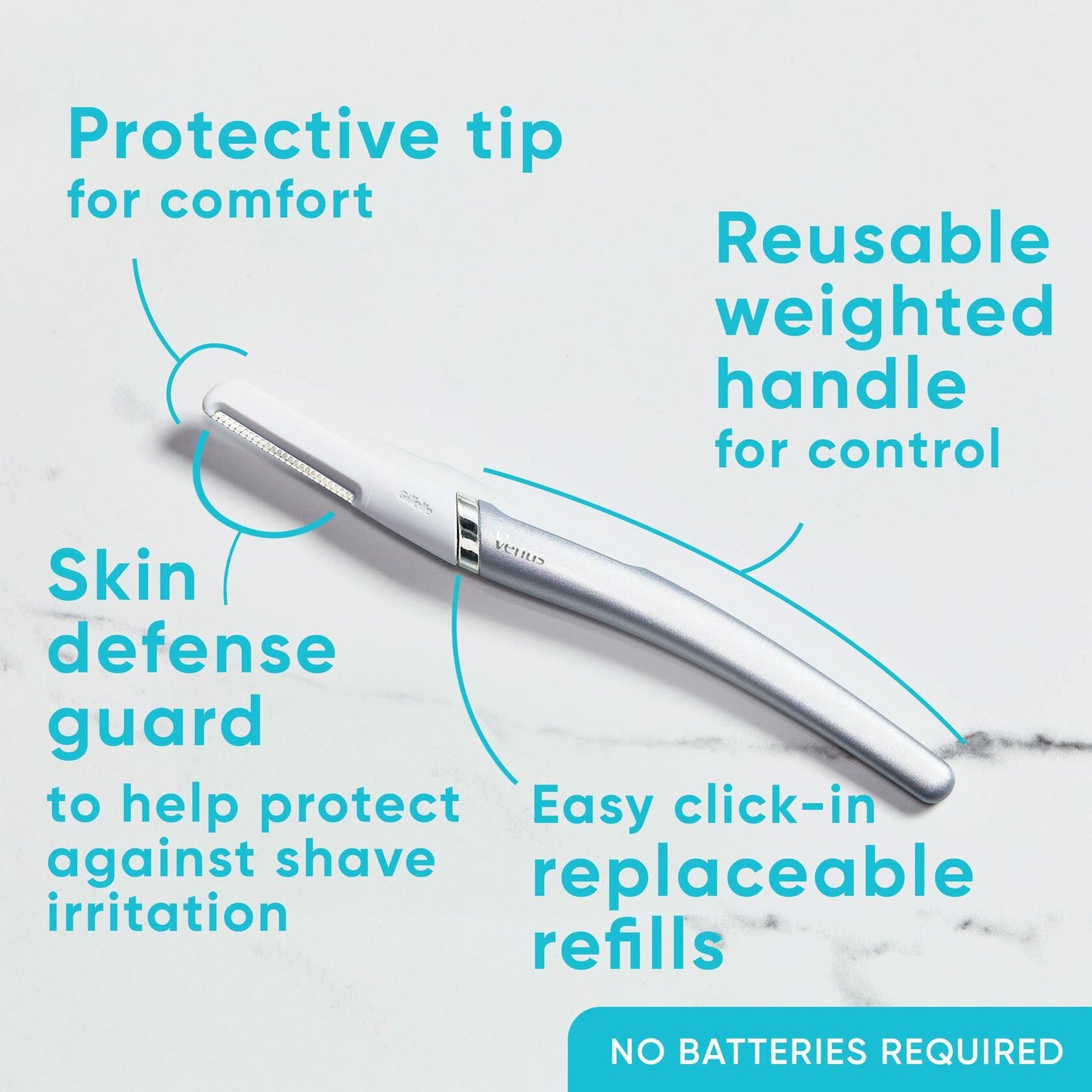 Gillette Venus Dermaplaning Tool Facial Razor with 2 Blade Refills Unisex