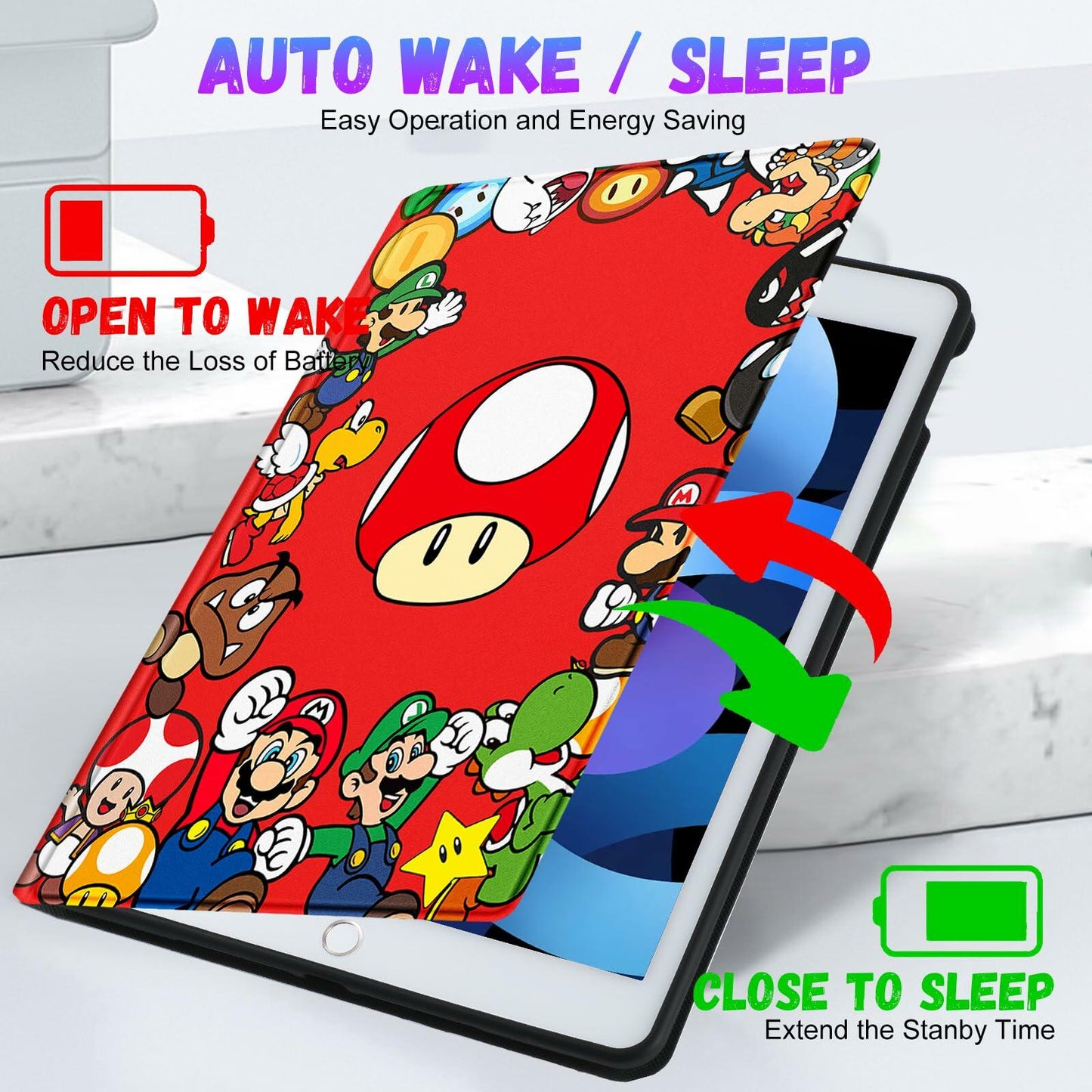 Besoar iPad Air 3/Pro 10.5 Case Cute Cartoon Kawaii Slim Folio Mogu Color