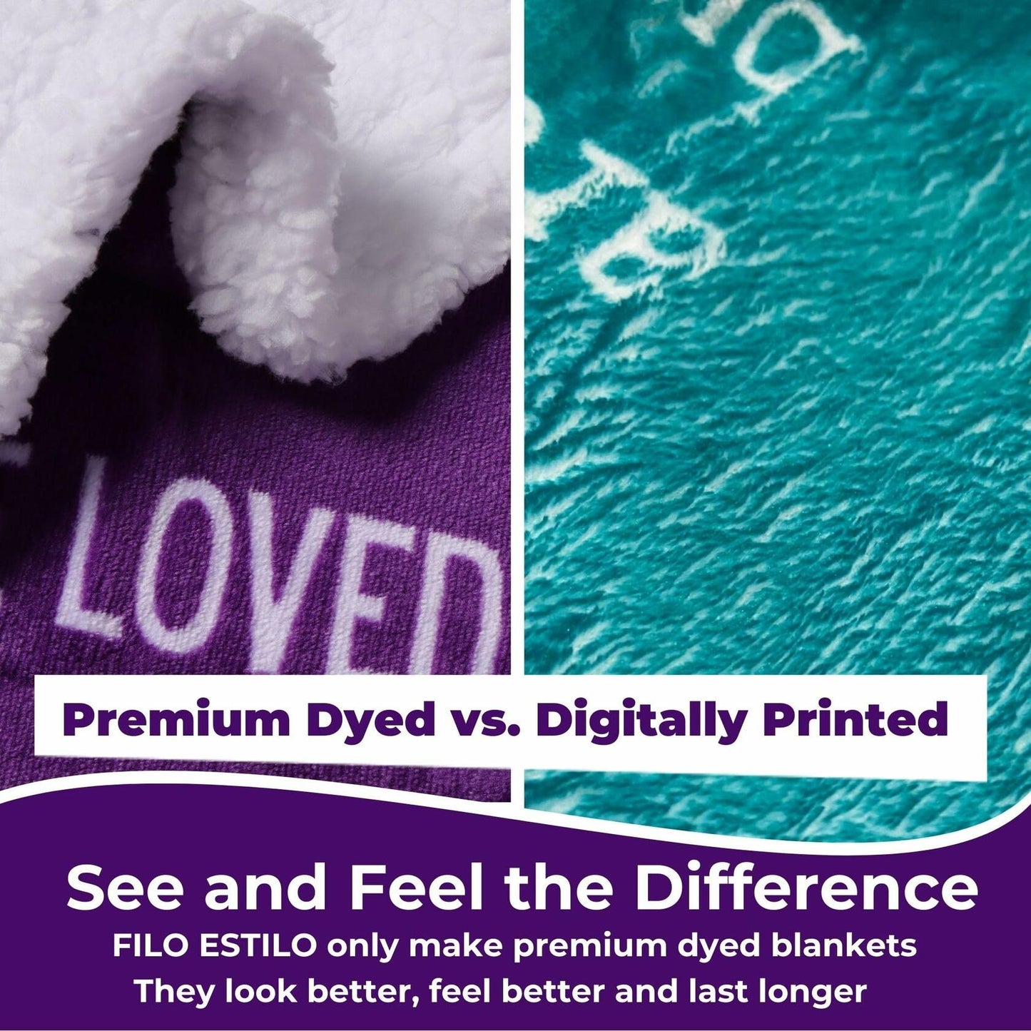 FILO ESTILO Love You Mom Sherpa Throw Blanket 60x50 Purple Violet