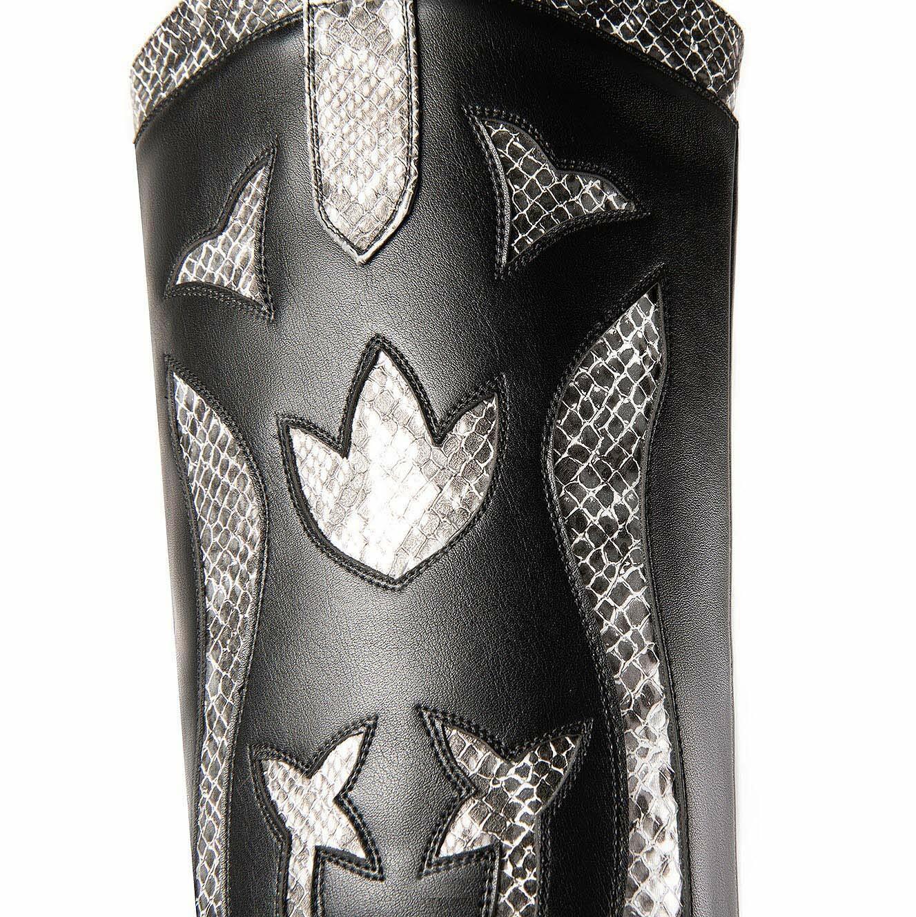ANN CREEK Women’s Boma Western Knee-High Boots Black/White Snake 6.5