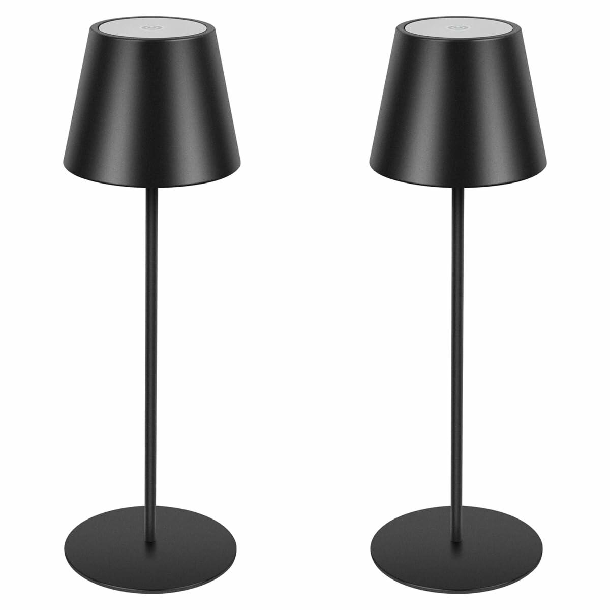 sunzone Cordless RGB Table Lamp 2 Pack Rechargeable Dimmable Black