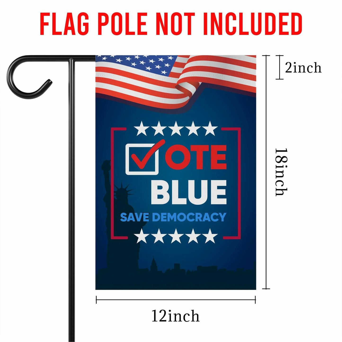 Vote Blue Save Democracy Double Sided Garden Flag Outdoor Decoration