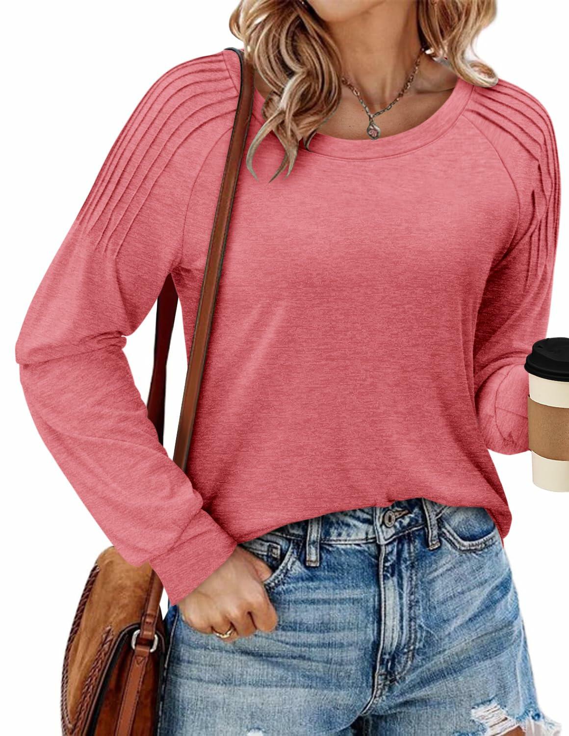 StunShow Women's Long Sleeve Pullover Shirt Pink XXL Size XXL