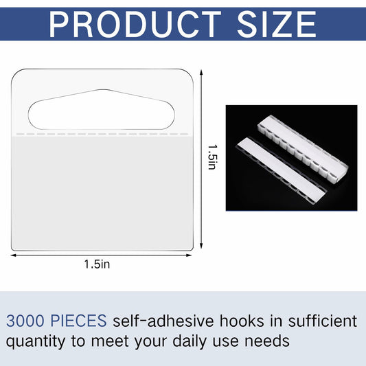 Blulu 3000 Pcs Clear Slot Hole Self Adhesive Plastic Hang Tags Multi Size