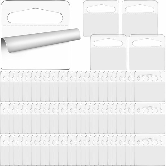 Blulu 3000 Pcs Clear Slot Hole Self Adhesive Plastic Hang Tags Multi Size