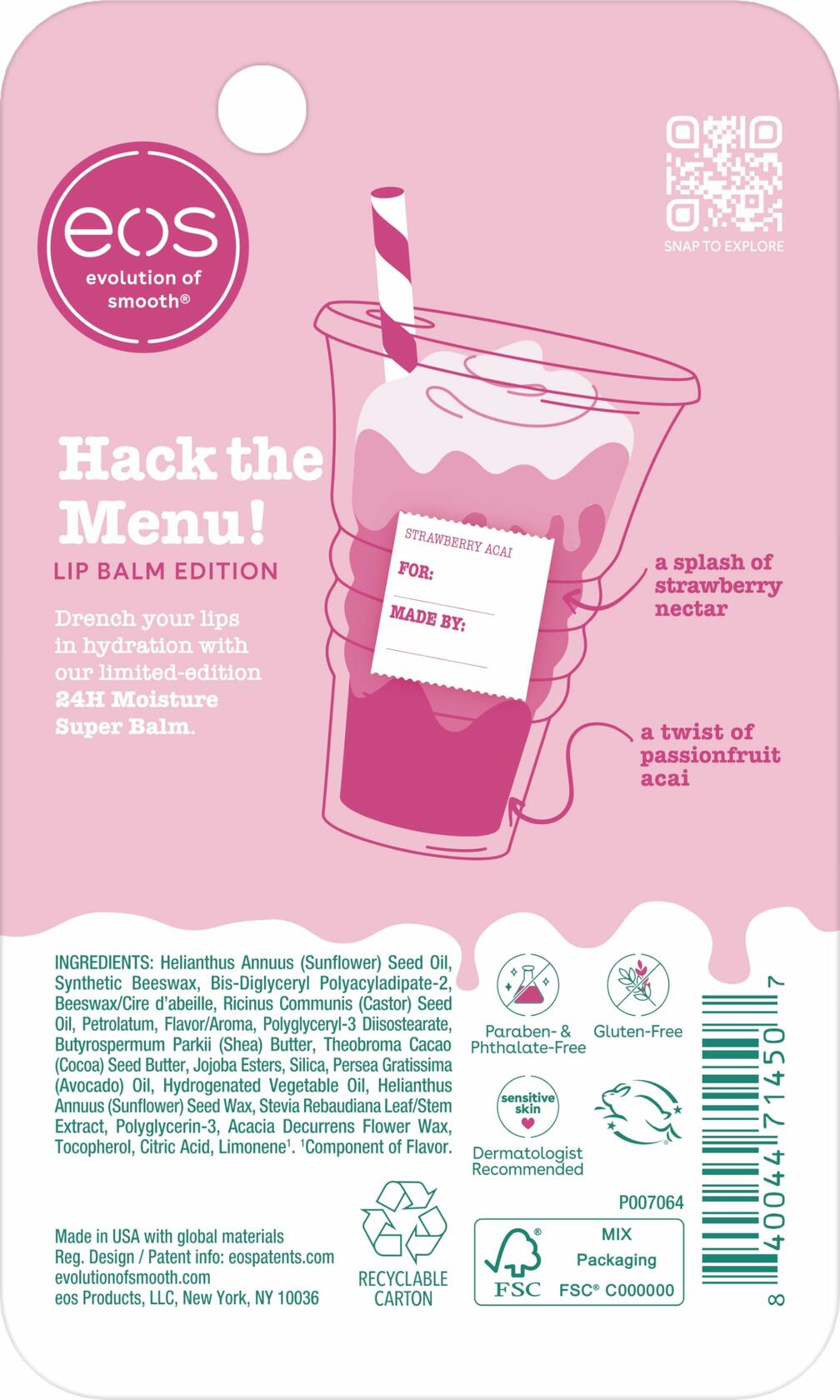 eos 24H Moisture Super Balm Lip Mask Strawberry Acai 0.35 fl oz