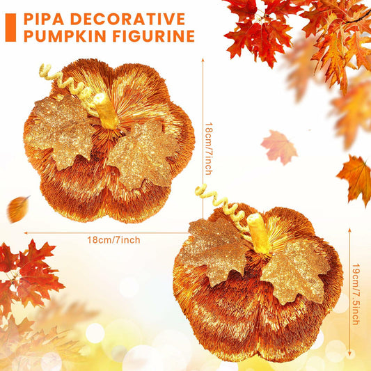 Pipa 7.5" Glitter Pumpkin Thanksgiving Centerpiece Fall Decoration