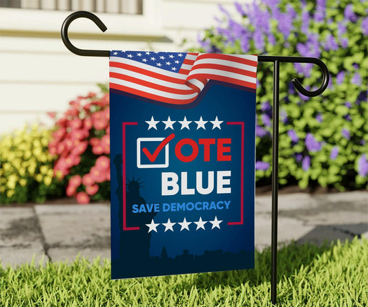 Vote Blue Save Democracy Double Sided Garden Flag Outdoor Decoration
