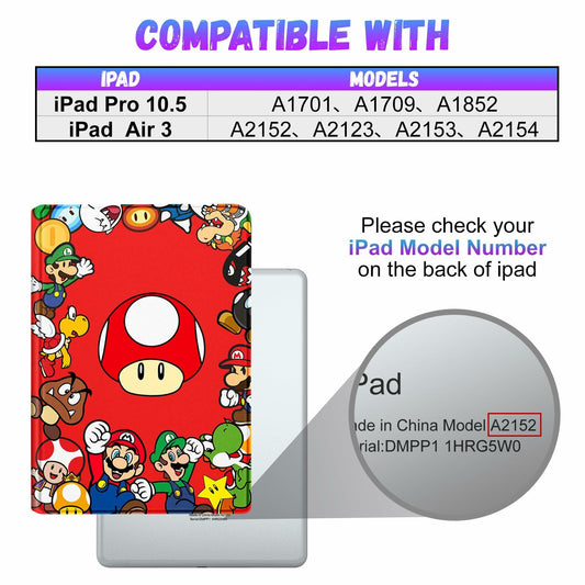 Besoar iPad Air 3/Pro 10.5 Case Cute Cartoon Kawaii Slim Folio Mogu Color