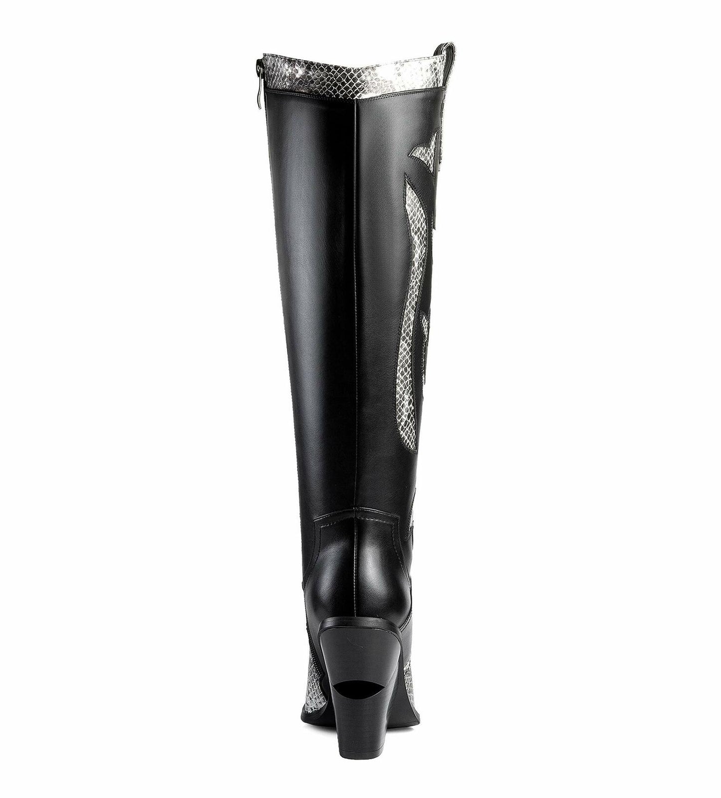 ANN CREEK Women’s Boma Western Knee-High Boots Black/White Snake 6.5
