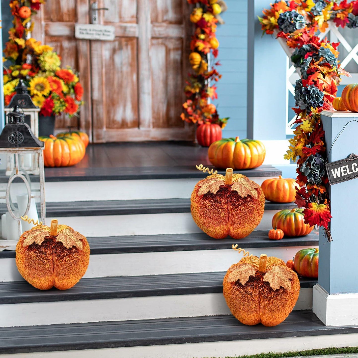 Pipa 7.5" Glitter Pumpkin Thanksgiving Centerpiece Fall Decoration
