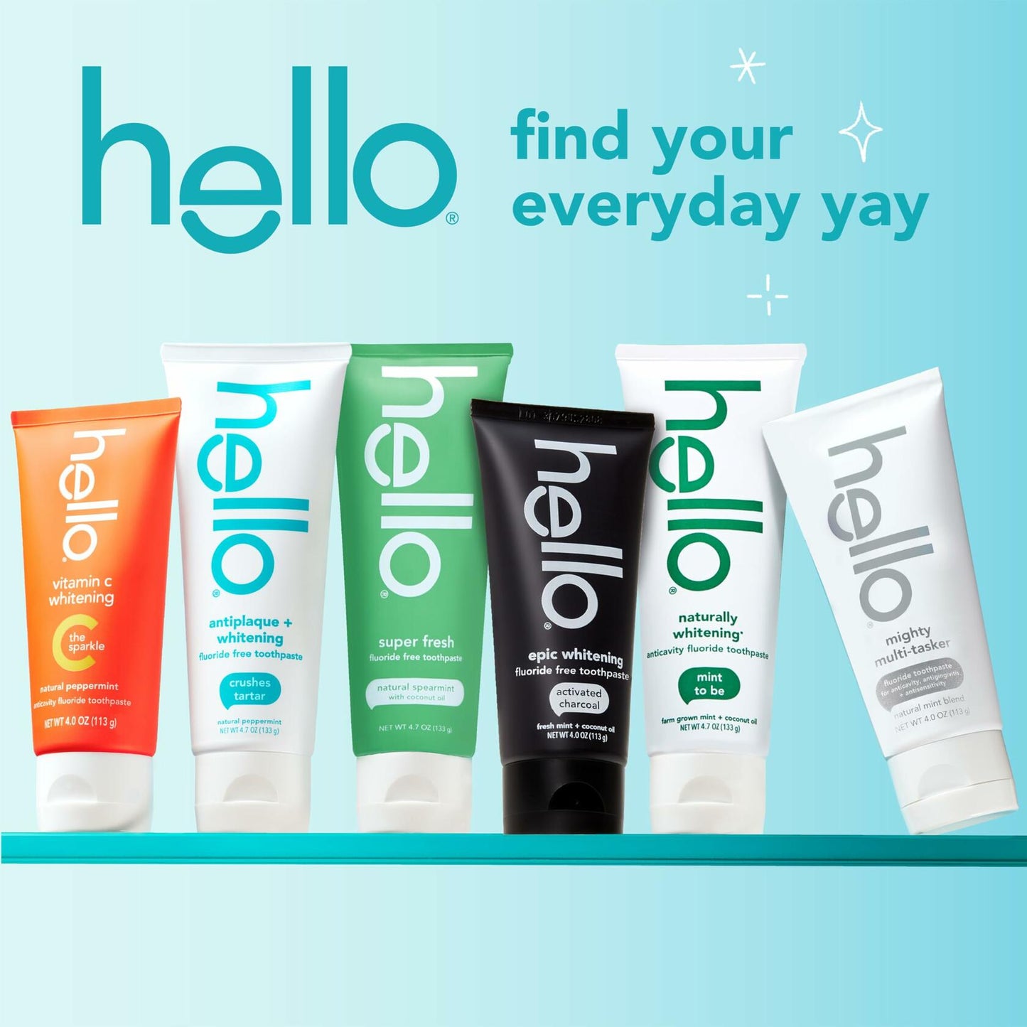 BestBy09/25 hello Antiplaque Whitening Toothpaste Coconut Oil Tea Tree 4.7oz