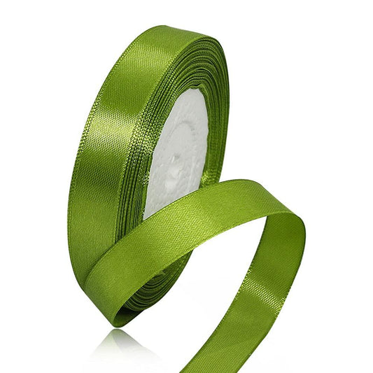Solid Color Satin Ribbon 5/8in x 25yd Olive Green Fabric for Crafts
