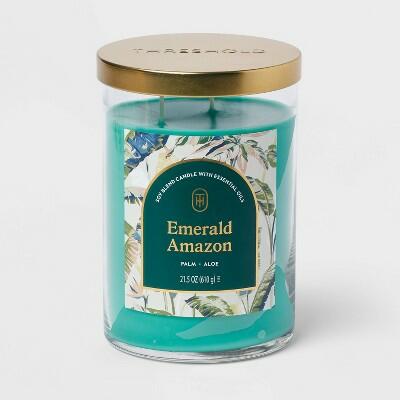 2-Wick Lidded Glass Jar Candle Emerald Amazon 21.5oz - Threshold™