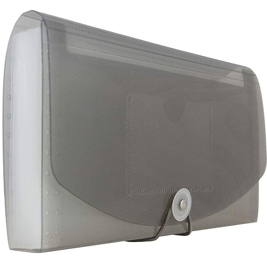 JAM PAPER 13 Pocket Accordion Folder Expanding File Smoke Grey 5x10.5