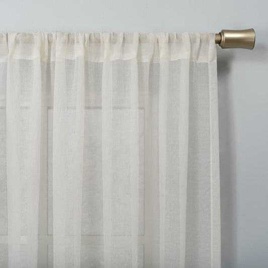 No. 918 Tayla Crushed Texture Semi-Sheer Rod Pocket Curtain Panel 50x108 Cream