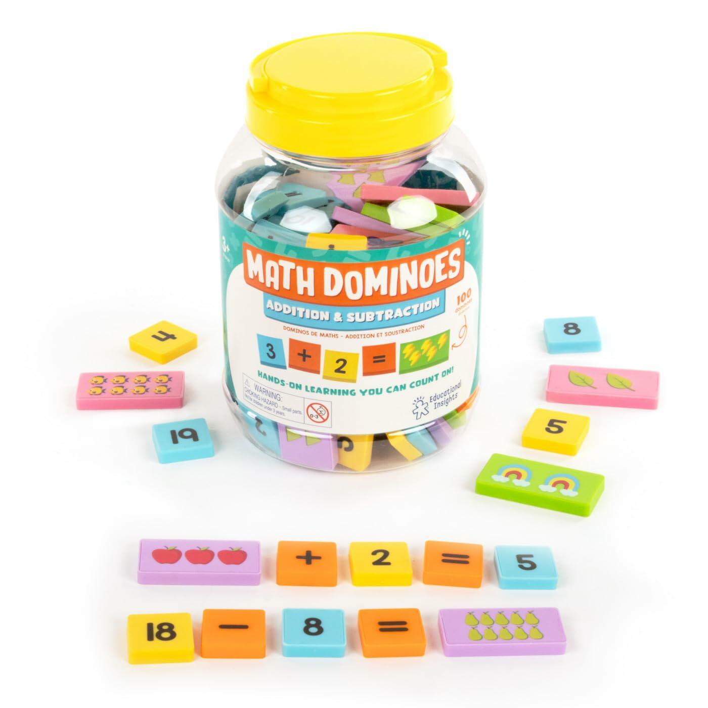 Educational Insights Math Dominoes Addition & Subtraction 60 Symbol 40 Picture