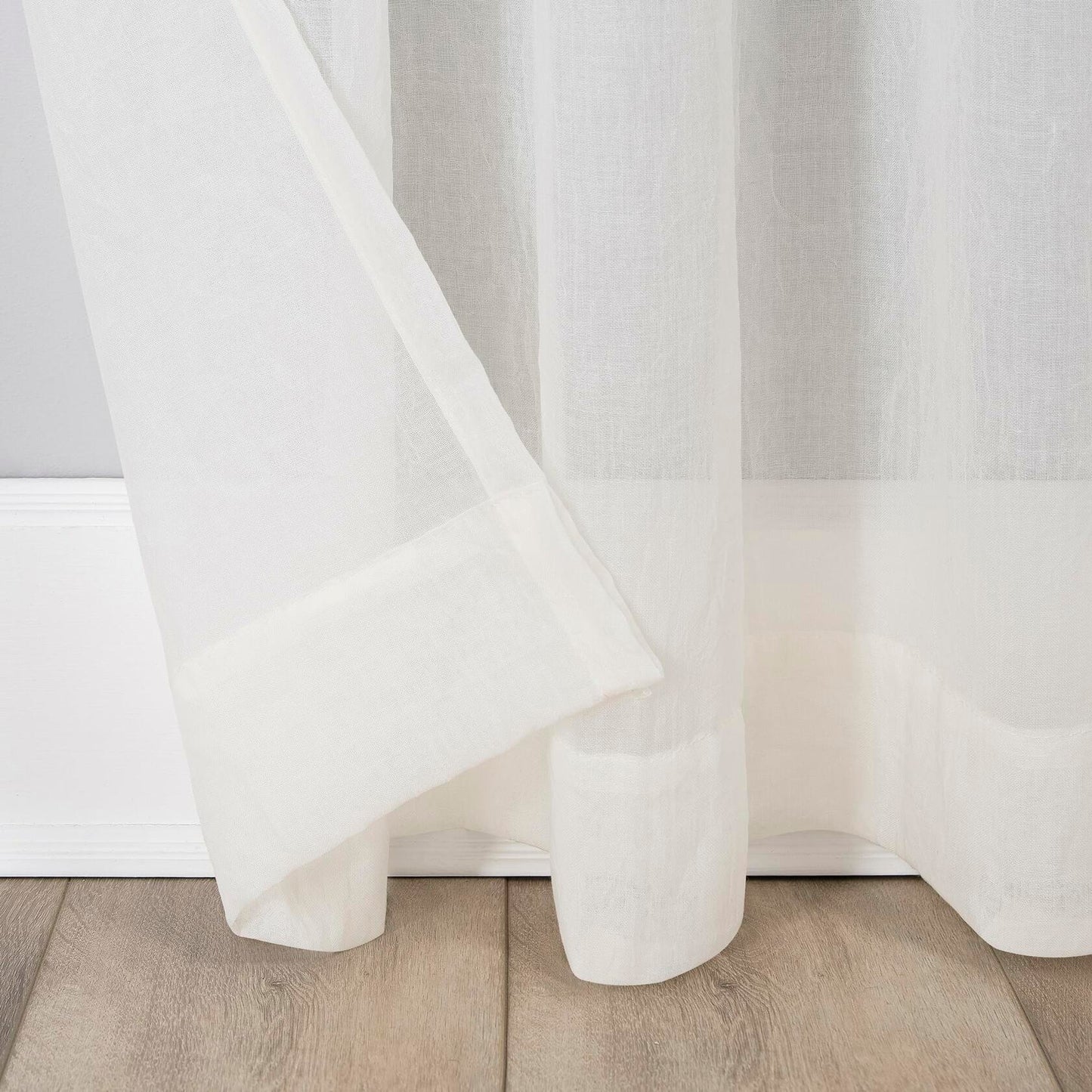 No. 918 Tayla Crushed Texture Semi-Sheer Rod Pocket Curtain Panel 50x108 Cream