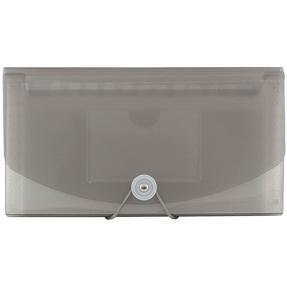 JAM PAPER 13 Pocket Accordion Folder Expanding File Smoke Grey 5x10.5