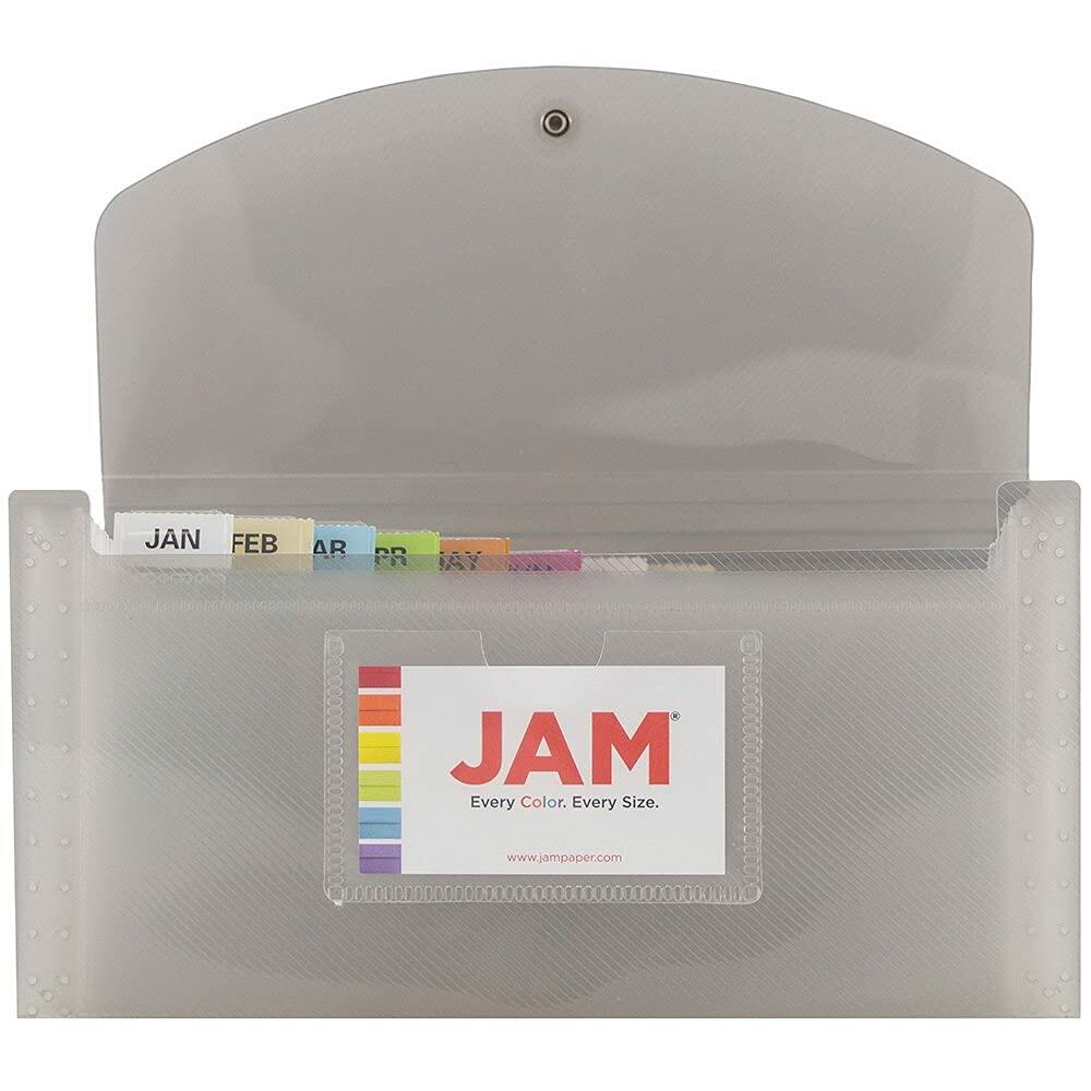 JAM PAPER 13 Pocket Accordion Folder Expanding File Smoke Grey 5x10.5