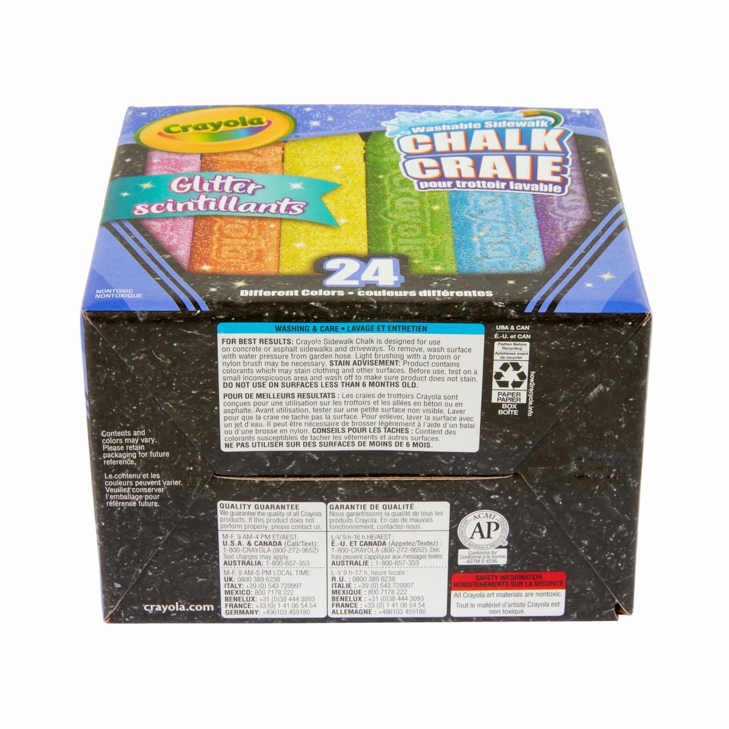 Crayola Glitter Chalk 24 Count Assorted Colors Washable Sidewalk Art