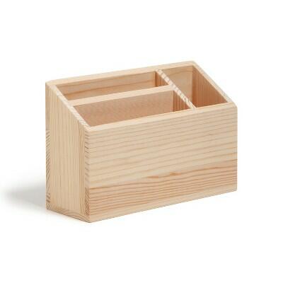 U Brands Magnetic Large Simple Wood Bin Natural Vinyl Pine