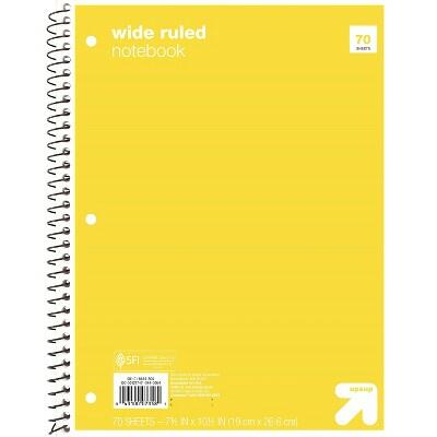 Up&up Spiral Notebook 1 Subject Wide Ruled 70 Pages 7.5x10.5 Yellow