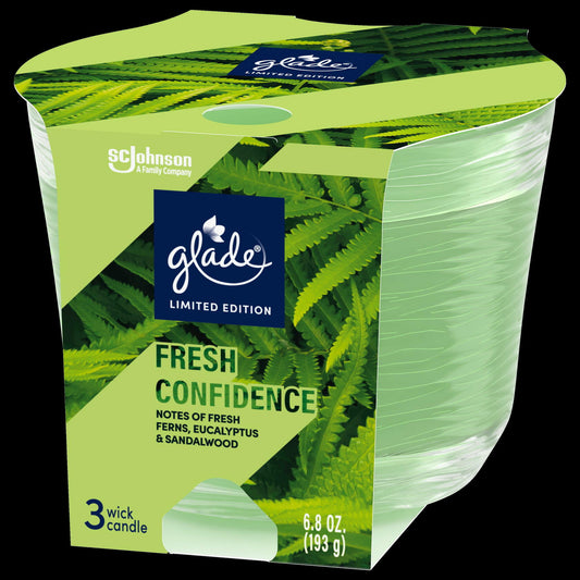 Glade 3-Wick Candle Fresh Confidence Scent Green Wax 6.8 Oz 1 Count